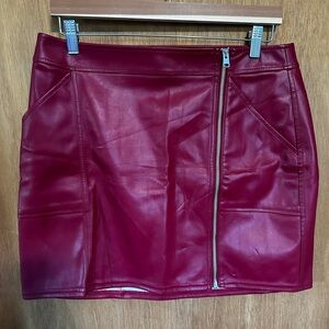 Express Burgundy Leather Mini Skirt